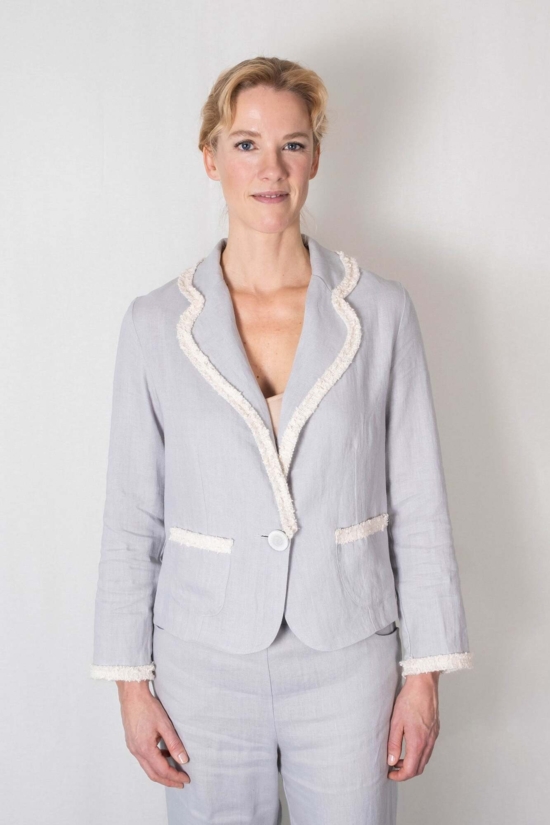 Hør blazer GRITT lysegrå