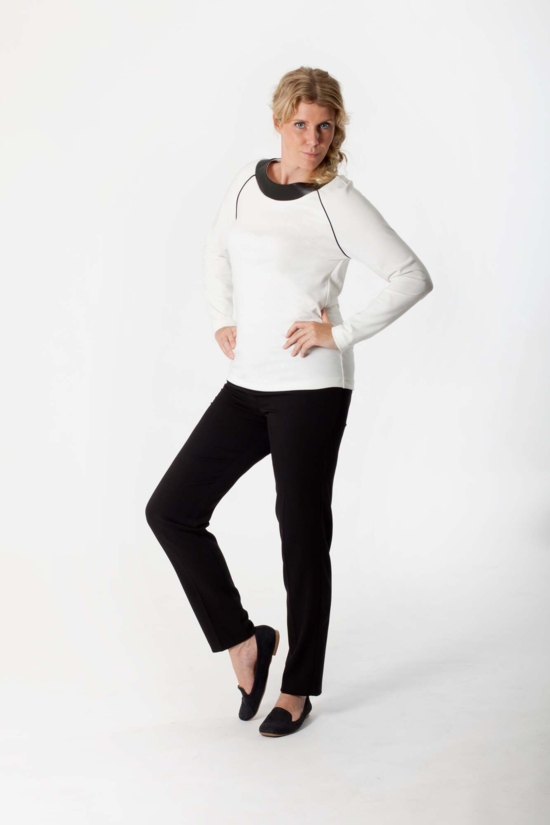 Langærmet Jersey Top EMMA  råhvid