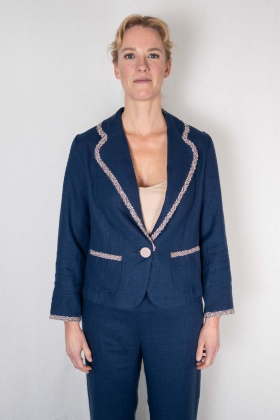 Hør blazer BARBARA mørkeblå