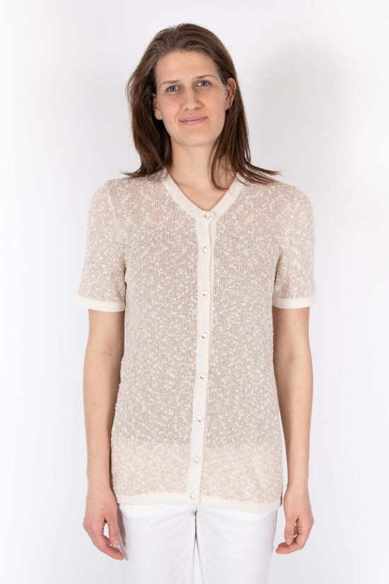 JACQUARD STRIK CARDIGAN råhvid