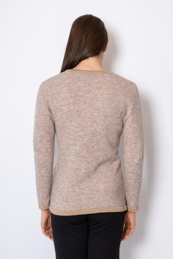 KLASSISK STRIK V-CARDIGAN beige