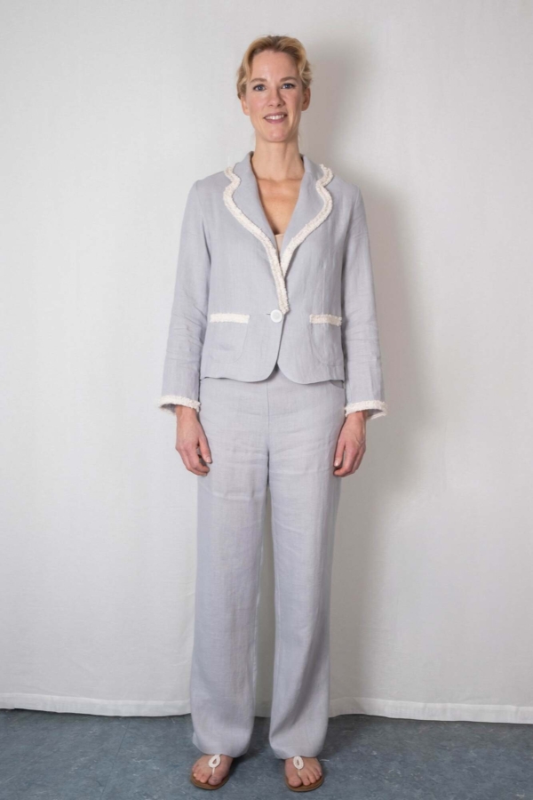 Hør blazer GRITT lysegrå