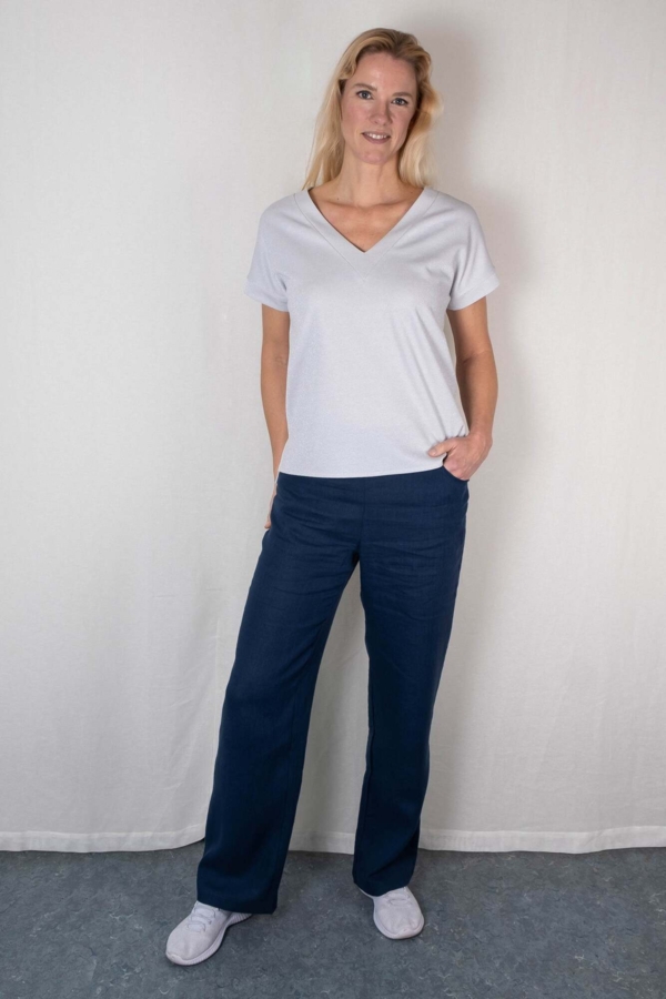 Hør bukser BABETTE mørkeblå