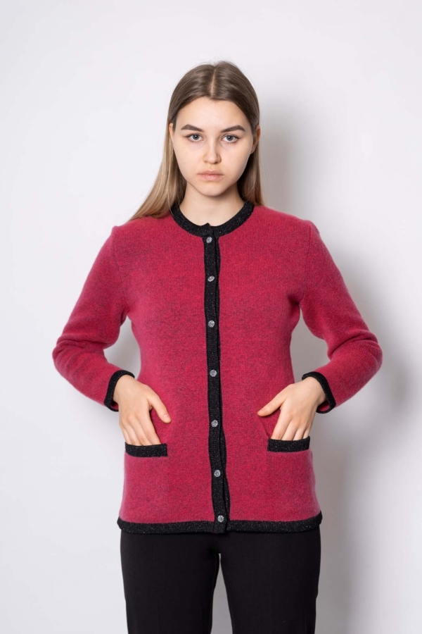 KLASSISK STRIK CARDIGAN fuchsia