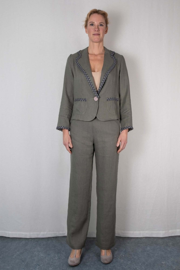 Hør blazer OLIVIA olivengrøn