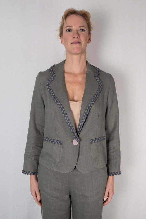 Hør blazer OLIVIA olivengrøn