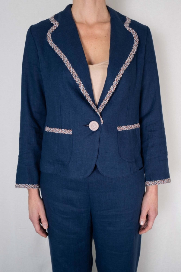 Hør blazer BARBARA mørkeblå