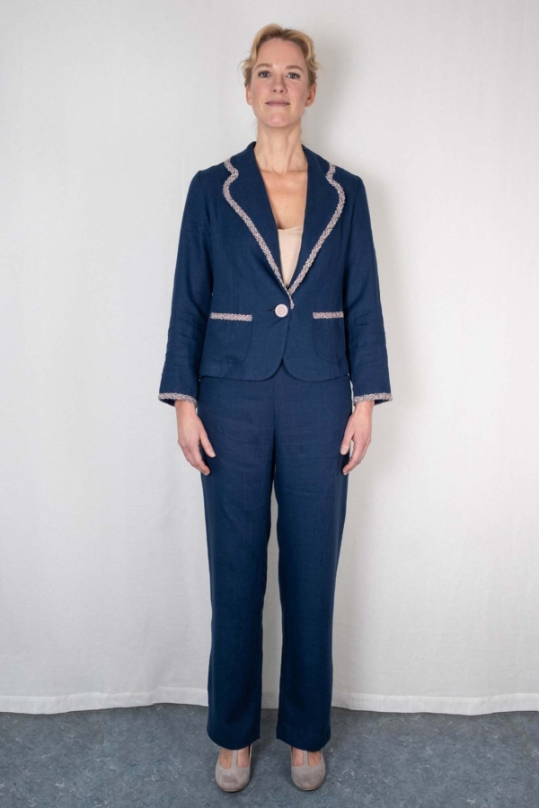 Hør blazer BARBARA mørkeblå