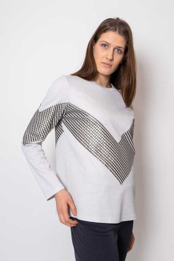 Eksklusiv Langærmet Jersey Trøje QUATTRO sølv hvid