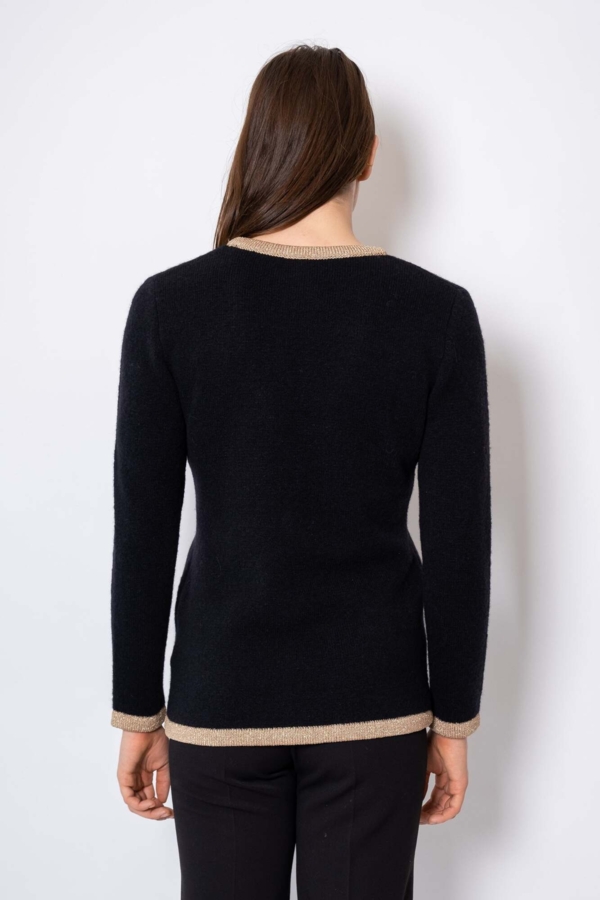 KLASSISK STRIK V-CARDIGAN sort