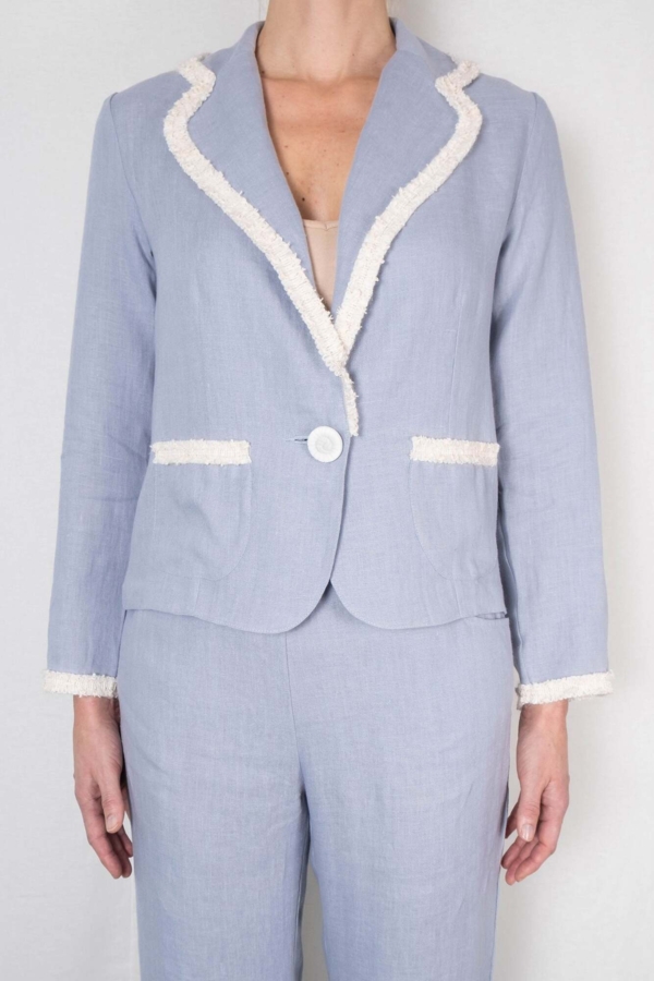 Hør blazer SAGA himmelblå