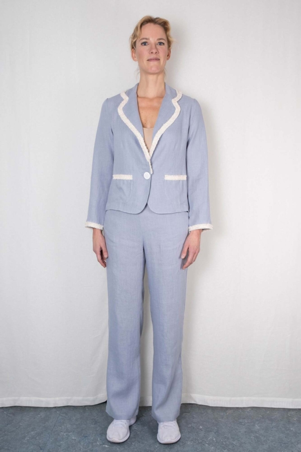 Hør blazer SAGA himmelblå