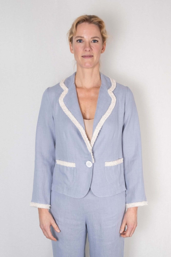 Hør blazer SAGA himmelblå