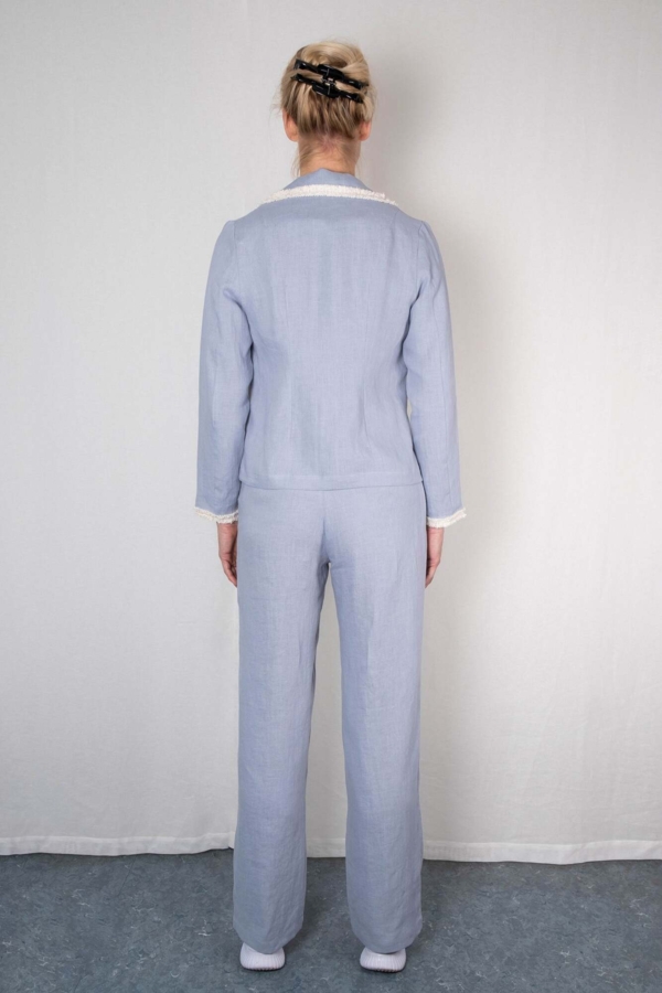 Hør blazer SAGA himmelblå