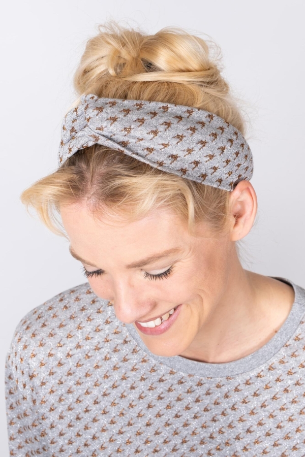 Bæredygtig hårbånd TURBAN lysegrå