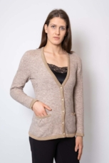 KLASSISK STRIK V-CARDIGAN beige