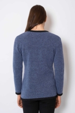 KLASSISK STRIK V-CARDIGAN støvet blå