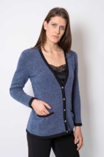 KLASSISK STRIK V-CARDIGAN støvet blå