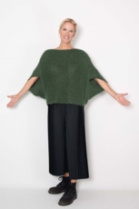 Strik Poncho Vest GREEN flaskegrøn