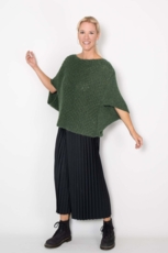 Strik Poncho Vest GREEN flaskegrøn