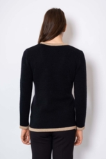 KLASSISK STRIK V-CARDIGAN sort