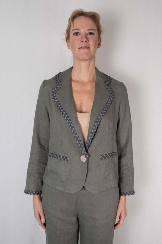 Hør blazer OLIVIA olivengrøn